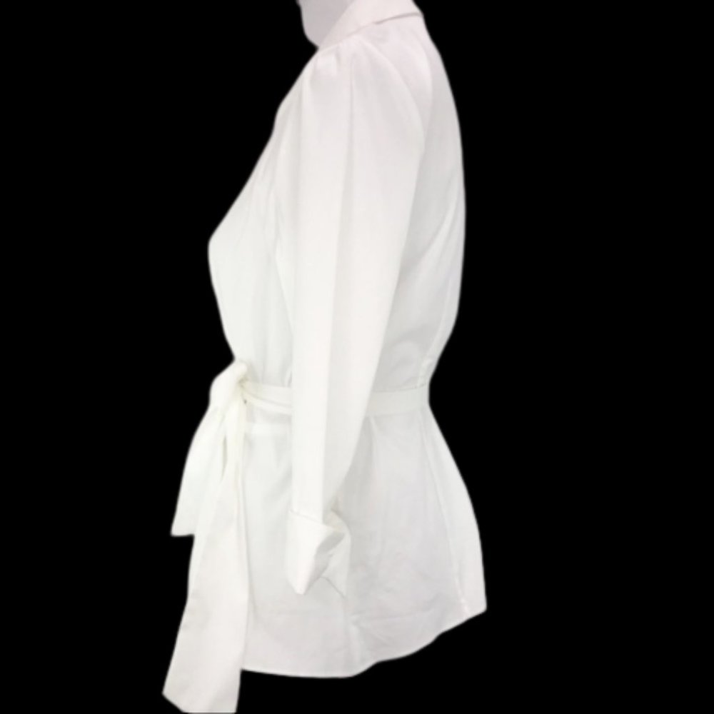 Lafayette 148 Jillian  Wrap Side White Blouse 12 - Picture 2 of 4